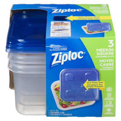 Ziploc Food Storage Containers with Smart Snap Technology, Deep Square 3x3.0 ea, $2.67/1ea