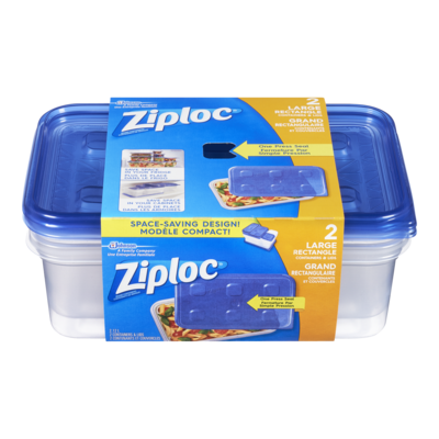 Ziploc Food Storage Containers with Smart Snap Technology, Deep Rectangle 2x1.0 ea, $4.00/1ea