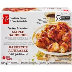 le Choix du Président Morceaux de poitrine de poulet sans os Mieux que des ailes® Barbecue à l’érable 800 g, 1,87 $/100g