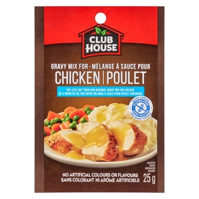 Club House Chicken, 30% Less Salt Gravy Mix 25 g, $5.96/100g