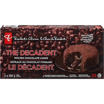 President's Choice The Decadent Molten Chocolate Cakes 216 g, $2.31/100g
