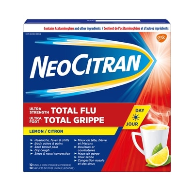 NeoCitran Ultra Fort Total Grippe (Poudre) (Citron) 10 ea, 1,55 $/1ch