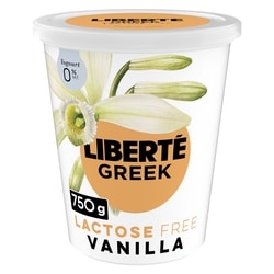Liberte Greek 0% Lactose Free Yogurt, Vanilla, High Protein - 750
