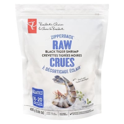President's Choice Black Tiger Shrimp Raw Gigantico 400 g, $4.37/100g