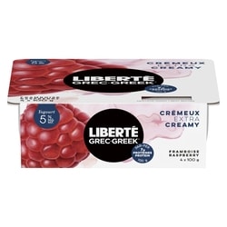 Liberte Greek 5% Extra Creamy Yogurt, Raspberry, High Protein