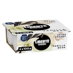 Liberte Greek 5% Extra Creamy Yogurt, Vanilla Bean, High Protein 4x100.0 g, $1.12/100g