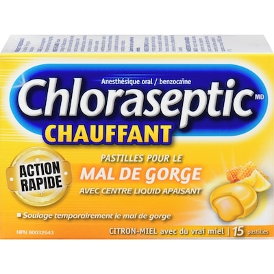 Chloraseptic Pastilles chauffantes pour la gorge 15 ea, 0,36 $/1ch