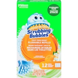 Scrubbing Bubbles Fresh Brush Toilet Cleaning System, Flushable Refills, Citrus Scent 12 ea, $5.49/1ea