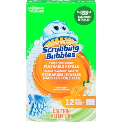 Scrubbing Bubbles Fresh Brush Toilet Cleaning System, Flushable Refills, Citrus Scent 12 ea, $5.00/1ea
