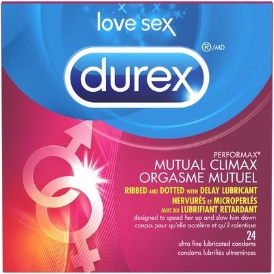 Durex Condoms Mutual Orgasm Ribbed, Dotted with Delay Gel 24 ea, $1.08/1ea