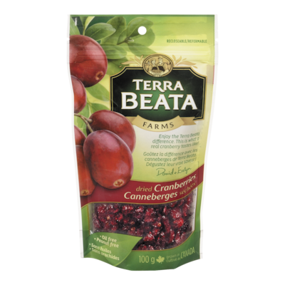 Terra Beata Canneberges séchées 100 g, 3,99 $/100g