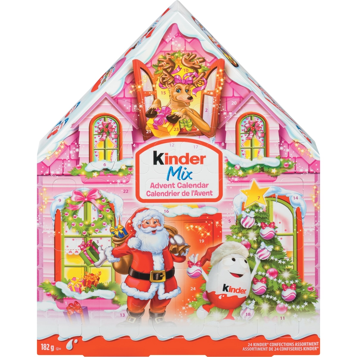 Kinder Christmas 2025 Advent Calendar, 24 Assorted Christmas Chocolates, Pink Edition 182 g, $8.79/100g