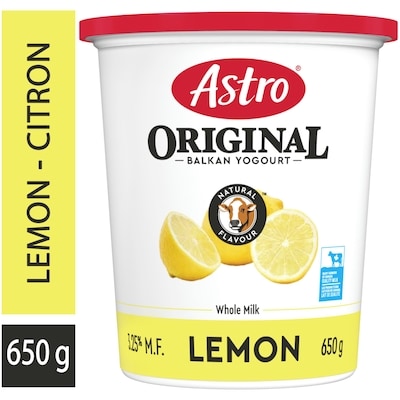 Astro Original Yogurt Lemon Balkan Style 3.25% 650 g, $0.66/100g