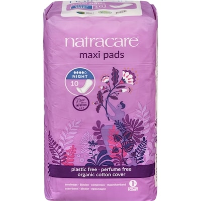 Natracare Serviettes hygiéniques pour la nuit 10 ea, 0,80 $/1ch