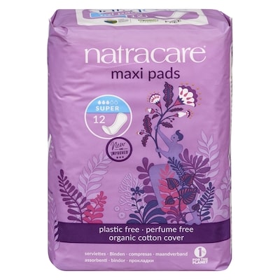 Natracare Serviettes hygiéniques Super Maxi 12 ea, 0,67 $/1ch