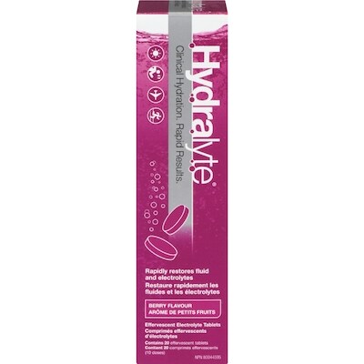 Hydralyte Comprimés d’électrolytes, pomme et cassis 20 ea, 0,79 $/1ch