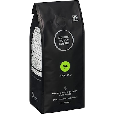 Organic Fairtrade Dark Roast Ground Coffee, Kick Ass