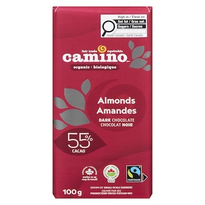 Camino Barre de chocolat noir aux amandes biologique 55 % 100 g, 7,49 $/100g