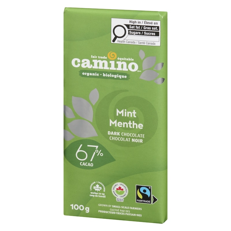 Organic Dark Chocolate Bar, Mint 67% Cacao