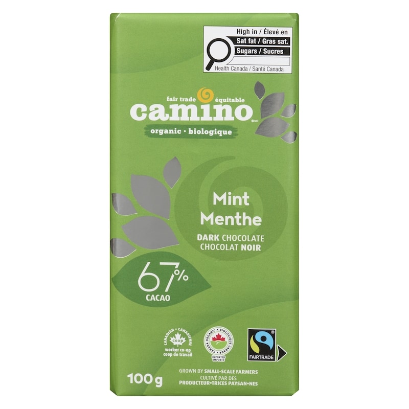 Organic Dark Chocolate Bar, Mint 67% Cacao