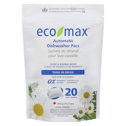 Eco-Max Sachets de détersif hypoallergénique pour lave-vaisselle 20 ea, 0,37 $/1ch