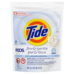 Tide Capsules de détergent à lessive PODS Pur et doux, savon à lessive doux reconnu, sans résidus irritants : aucun parfum ni colorant ajouté, 31 u 31 ea, 0,45 $/1ch