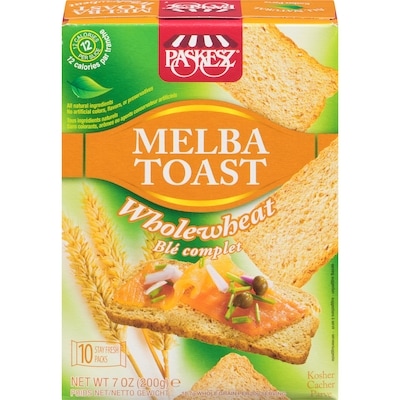 Paskesz Melba Toast, Wholewheat 200 g, $4.25/100g