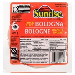 Sunrise Thick Sliced Bologna 375 g, $1.87/100g