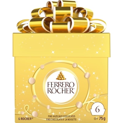 Ferrero Rocher Boîte-cadeau de fins chocolats au lait et aux noisettes ROCHER, 6 chocolats 75 g, 10,65 $/100g