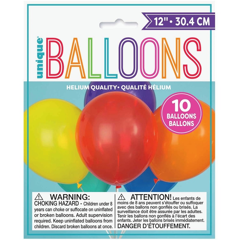 12" Latex Balloons, 10ct - Assorted