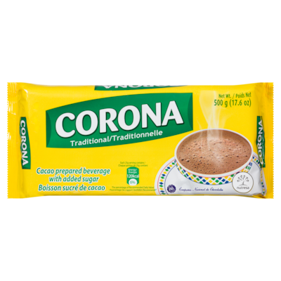 Corona Cacao Prepared Beverage With Added Sugar Traditional 500 g, $1.80/100g