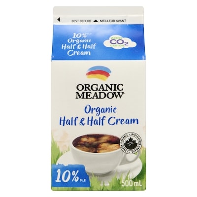Organic Meadow 10% Half & Half Organic Cream 500 ml, $0.90/100ml