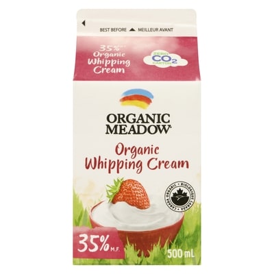 Organic Meadow Whipping Cream, 35% 500 ml, $1.50/100ml