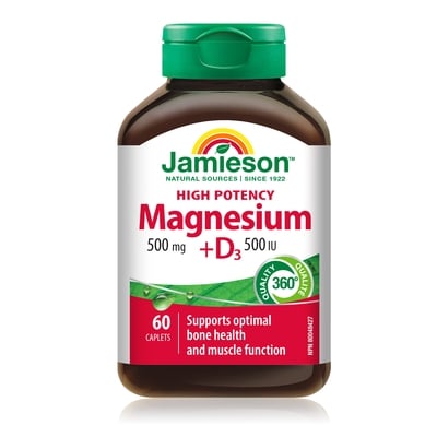 Jamieson Magnesium & Vitamin D3 Caplets 60 ea, $0.26/1ea