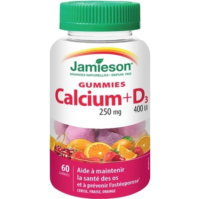 Jamieson Calcium + D3 Gummies 60 ea, 0,36 $/1ch