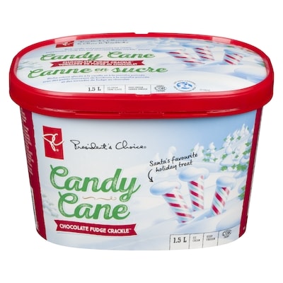 President's Choice Candy Cane Chocolate Fudge Crackle Ice Cream 1.5 l, $0.47/100ml