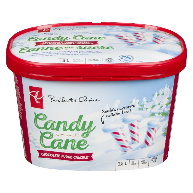 キャンディーズ MD President's Choice Candy Cane Chocolate Fudge Crackle Ice Cream