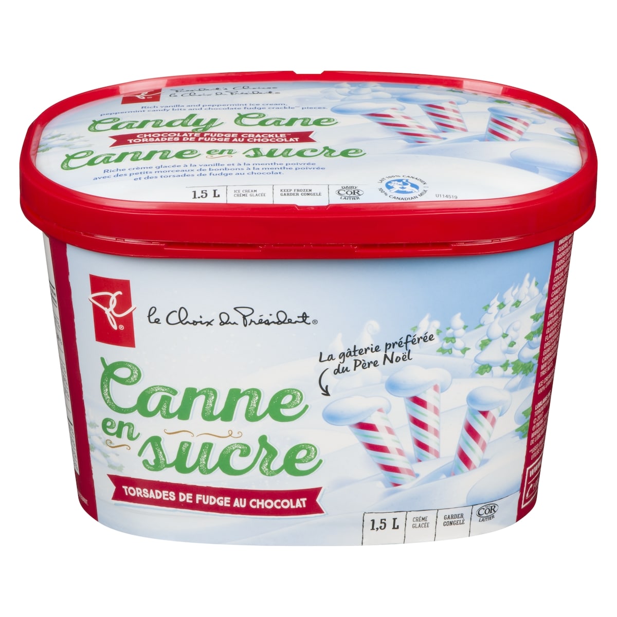 le Choix du Président Crème glacée à la canne en sucre avec torsades de fudge au chocolat 1.5 l, 0,47 $/100ml