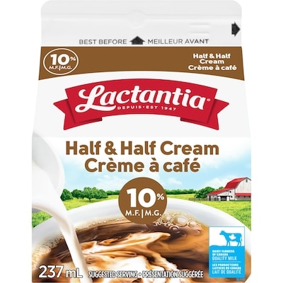 Lactantia Half & Half Cream 10%  237 ml, $1.18/100ml