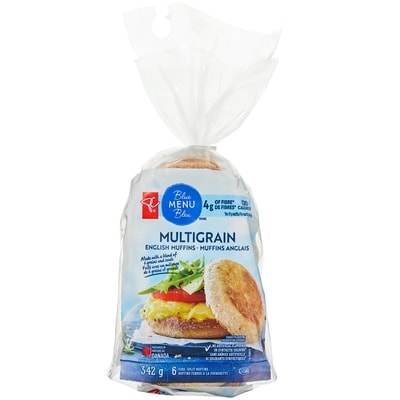 PC Blue Menu Multigrain English Muffins 342 g, $0.96/100g