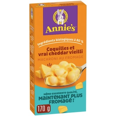 Annie's Coquilles Et Virai Cheddar VieIlli Macaroni Au Fromage 170 g, 1,76 $/100g