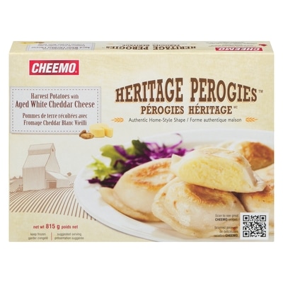 Cheemo Heritage Pierogies, Harvest Potatoes with Aged White Cheddar Cheese 815 g, $0.37/100g