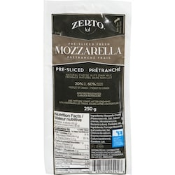 Zerto Fresh Mozzarella, Sliced 250 g, $4.40/100g