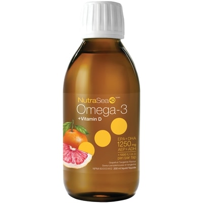 NutraSea Supplément EPA + DHA Oméga 3 avec vitamine D pamplemousse et tangerine 200 ml, 13,60 $/100ml