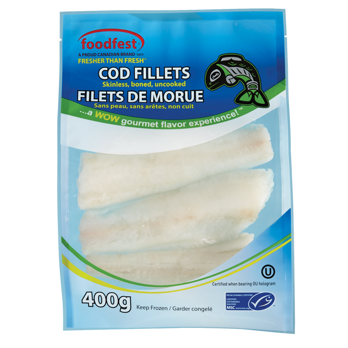 Foodfest Kosher Cod Fillets 400 g, $3.25/100g