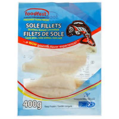 Foodfest Kosher Sole Fillets 400 g, $3.12/100g