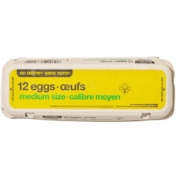 No Name Medium Grade A White Eggs 12 ea, $0.35/1ea