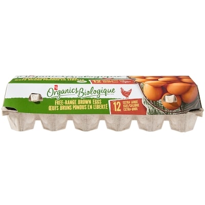 Organic Free-Range Extra Large Size Brown Eggs 12 Pack
