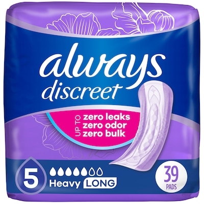 Always Discreet Pads Heavy Long Length 39 ea, $0.56/1ea