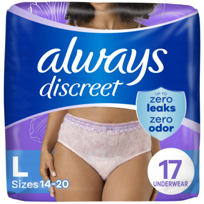 Always Adult Incontinence Underwear for Women, L, 17 CT 17 ea, $1.35/1ea